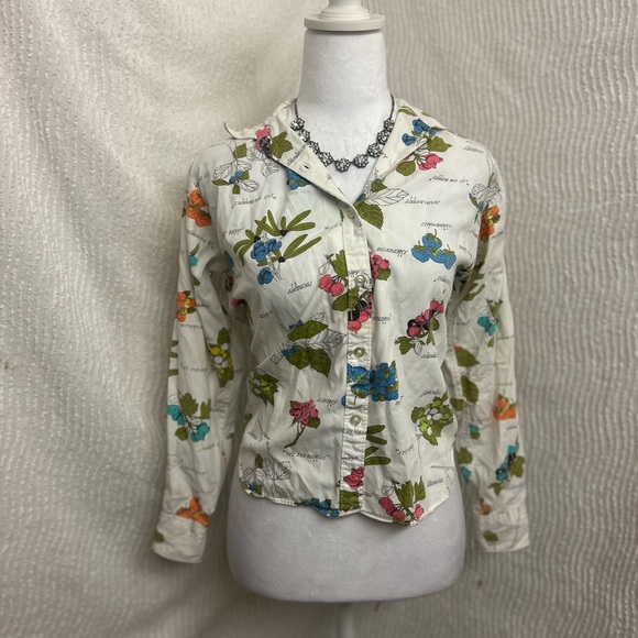 Vintage Carol Brent White Button Down Blouse Women’s S 34 Outdoors Cottagecore - Picture 1 of 14